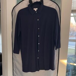 J. Jill Deep Blue Casual Button Down Shirt